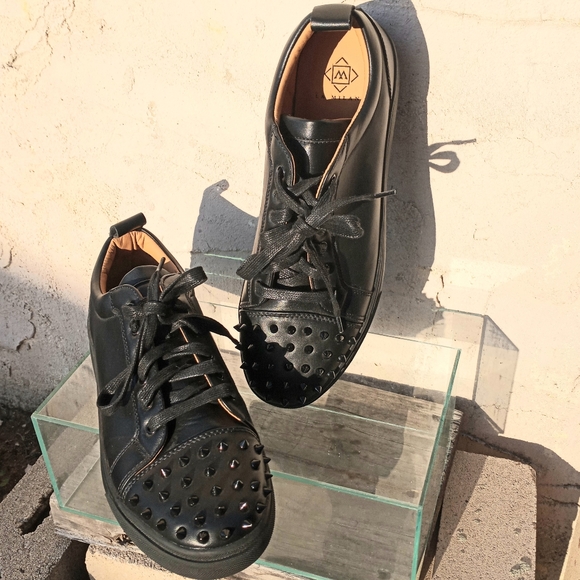 La Milano Black Lace-up Spike Shoes - Style Rock - Men Size 12 - Picture 3 of 12